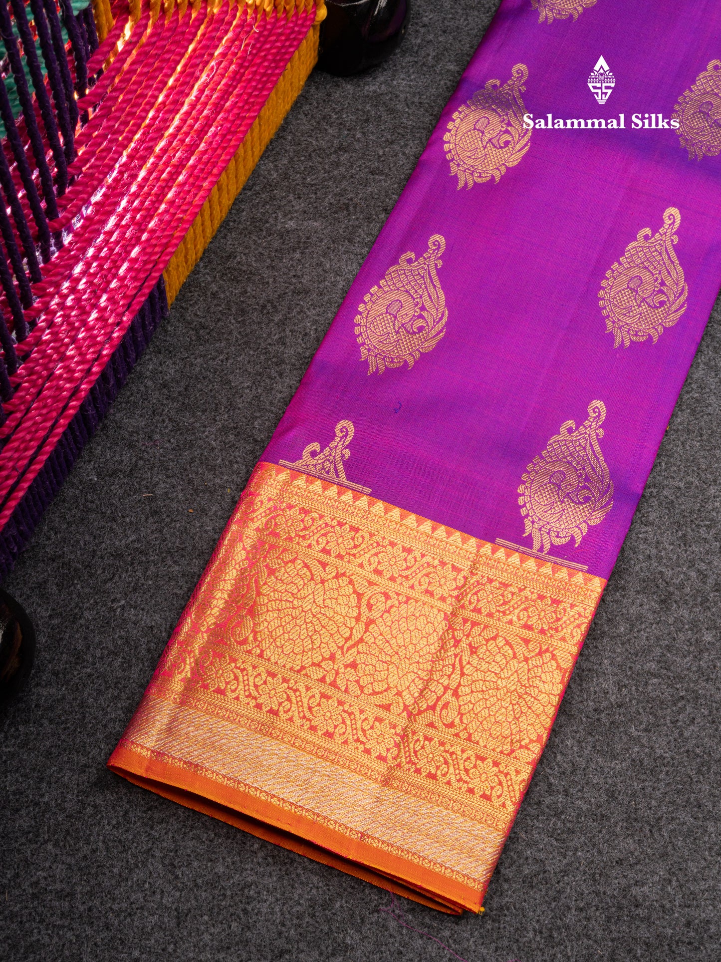 Pure Silk Pattu Pavadai (Rani Pink) With Pinkish Orange Blouse 27"