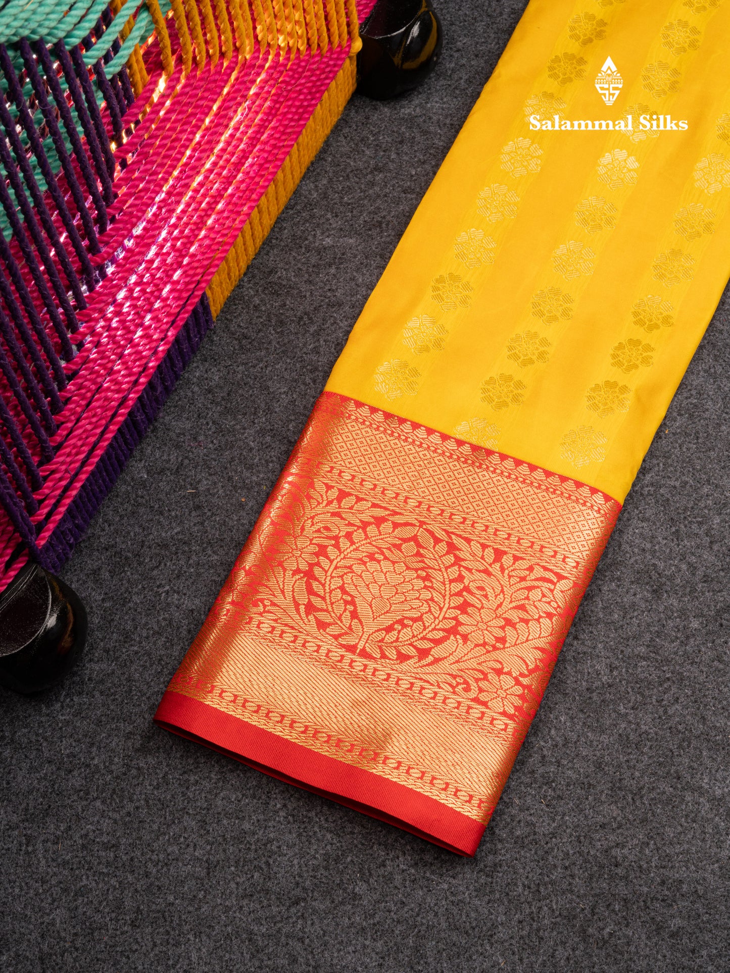 Semi Silk Pattu Pavadai (Yellow) with Chilly Red Blouse 27"