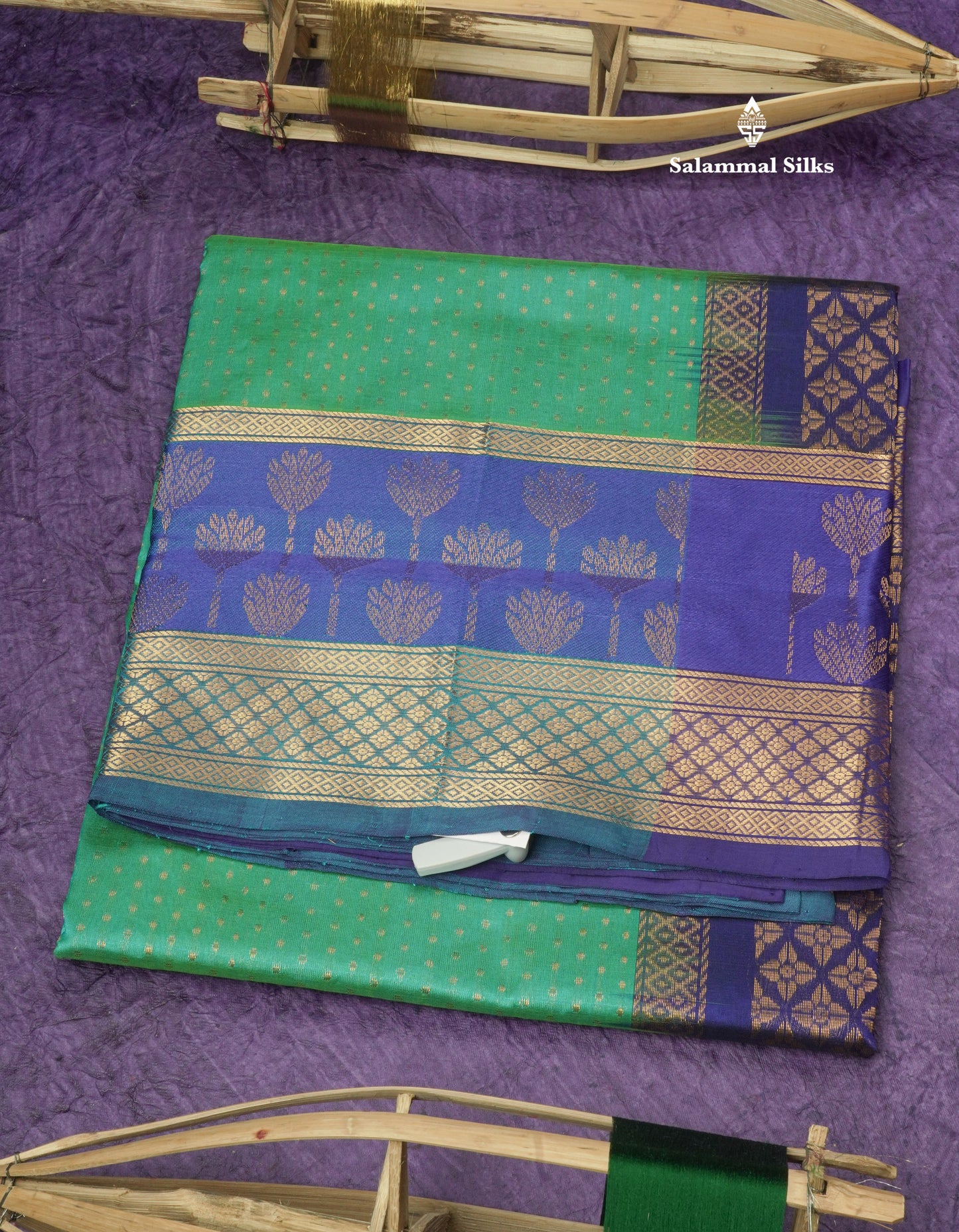 Sapphire Blue Pure Silk Cotton Saree With Contrast Royal Blue Fancy Border