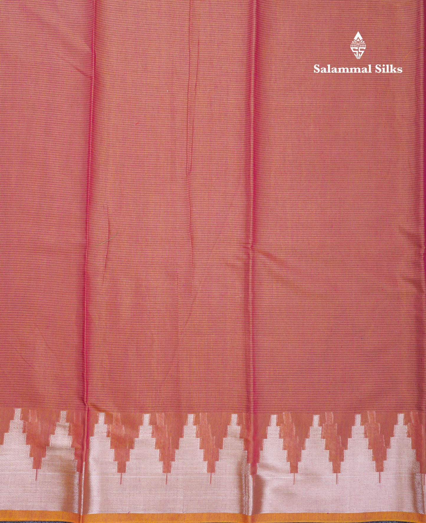 Dual Tone Mustard Yellow Beautiful Horizontal Lines Cotton Mix Fancy Saree With Silver Zari Temple Border