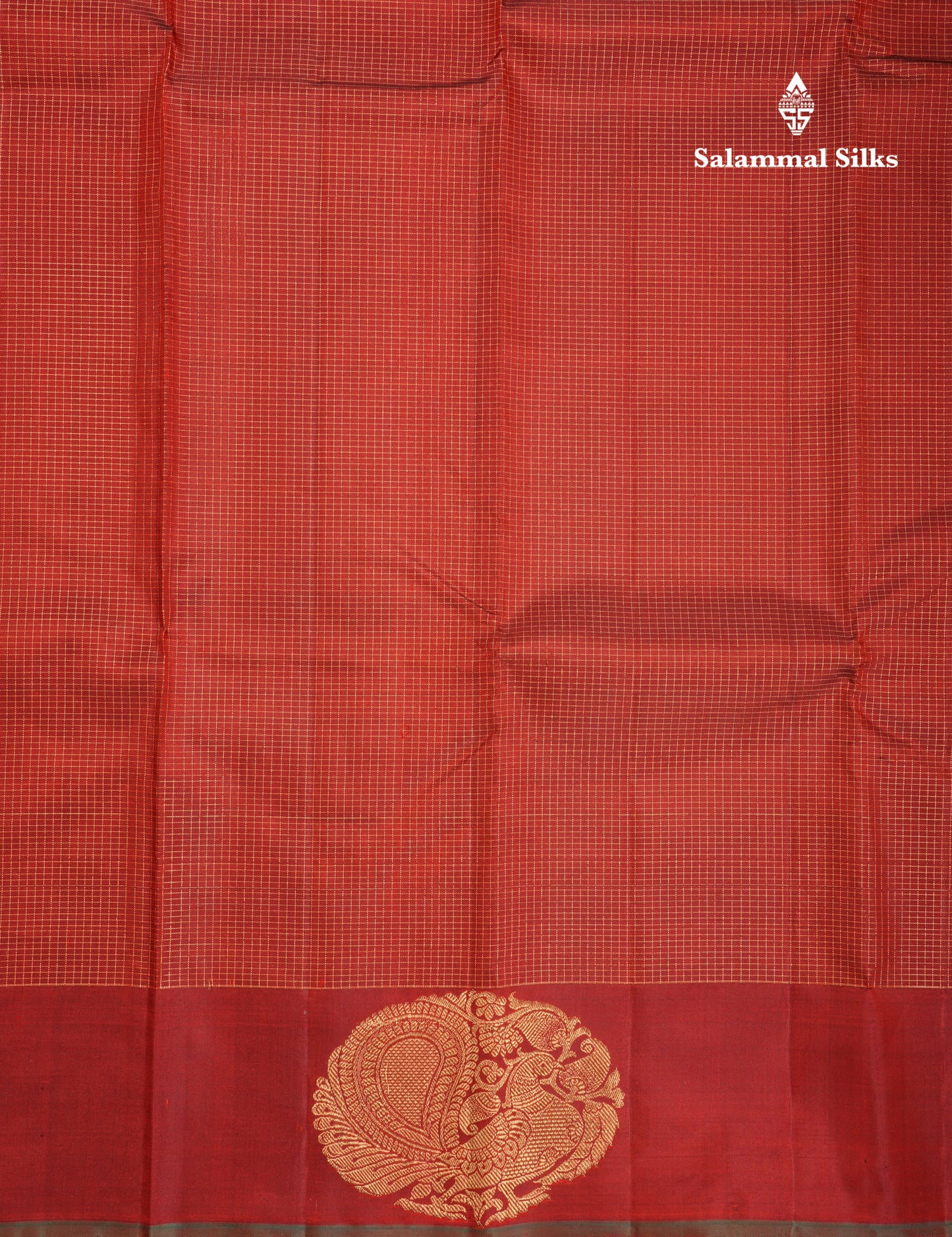 Maroon Tiny Checks Pure Kanjivaram Silk Saree With Self Border