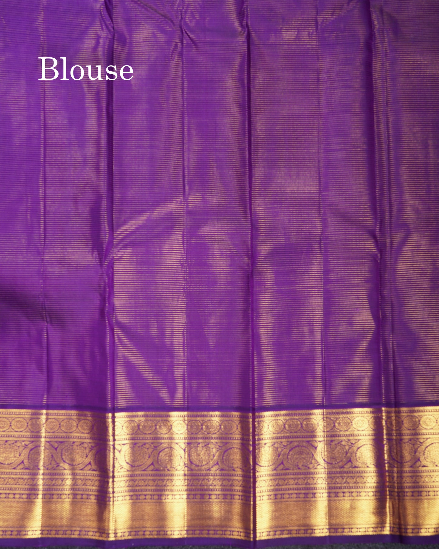 Korvai Orange Tiny Checks Pure Kanjivaram Silk Saree With Contrast Purple Border