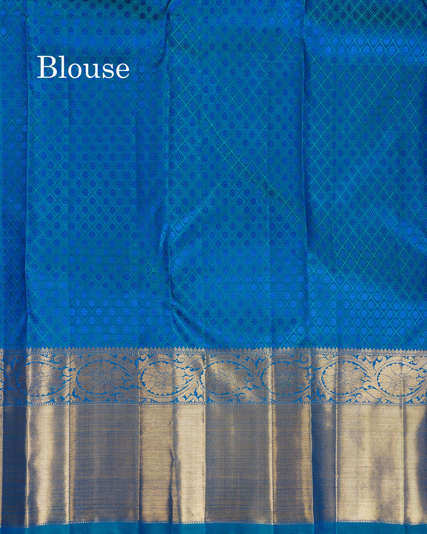 Beautiful Dual Tone Peacock Blue Bridal 2G Pure Kanjivaram Silk Saree With Traditional Evening Morning Border