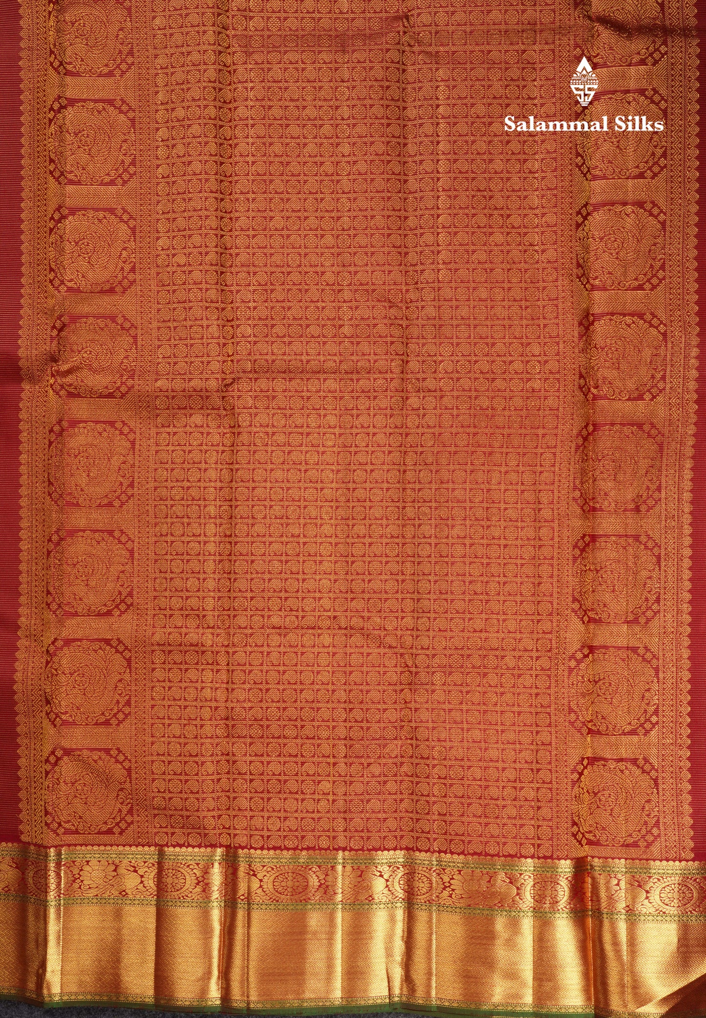 Maroon Vairaoosi Lines Pure Kanjivaram Silk Saree With Self Border
