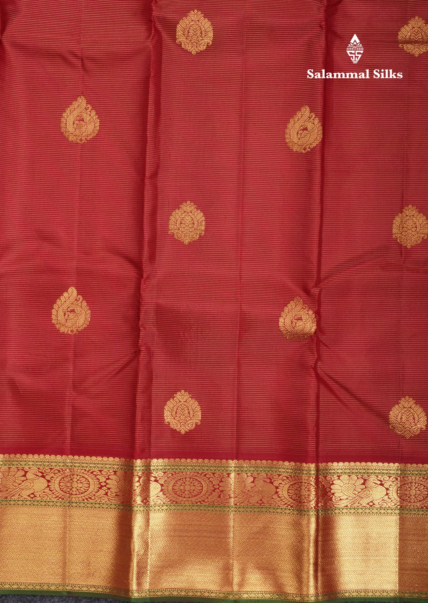 Maroon Vairaoosi Lines Pure Kanjivaram Silk Saree With Self Border