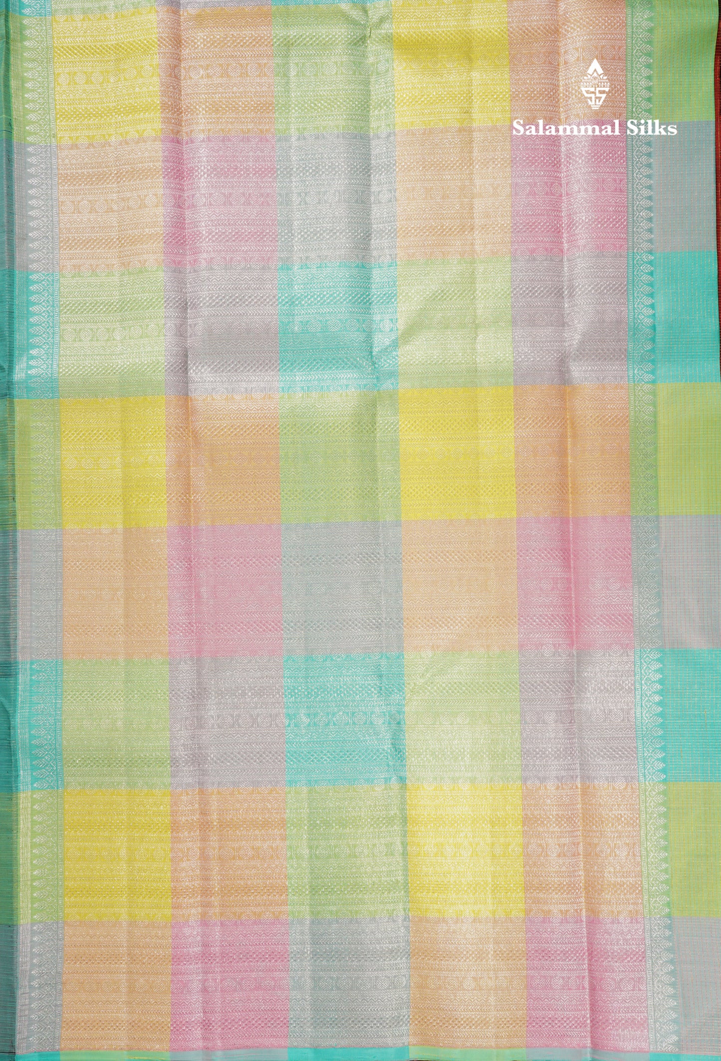 Maroon Vairaoosi Tiny Zari Checks Pure Kanjivaram Silk Saree With Fancy Contrast Multicolour Paalum Pazham Checks Pallu & Blouse