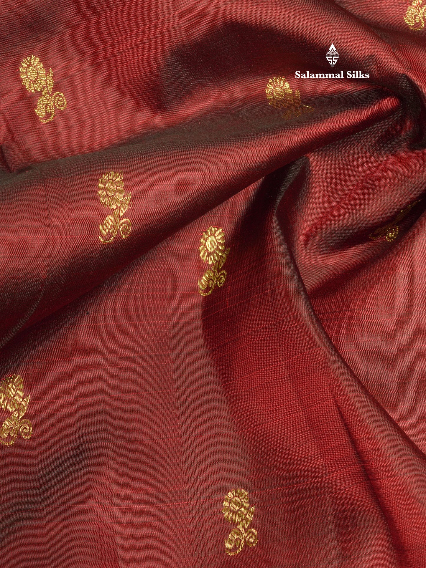 Dark Maroon Pure Kanjivaram Silk Saree with Contrast Traditional Mustard Yellow Border