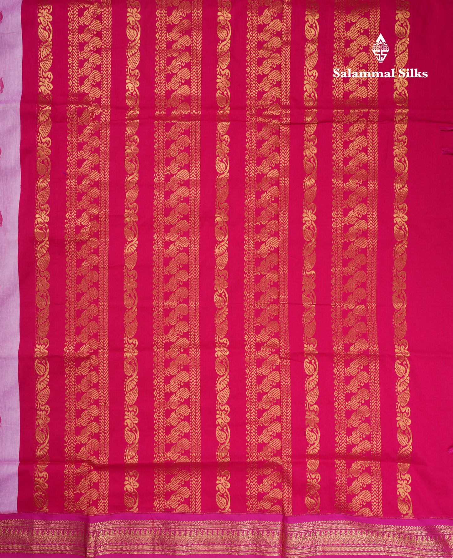 Lavender Kalyani Cotton Saree With Contrast Magenta Pink Border
