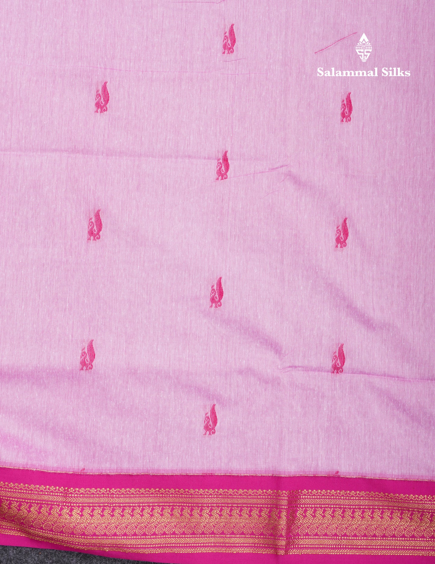 Lavender Kalyani Cotton Saree With Contrast Magenta Pink Border