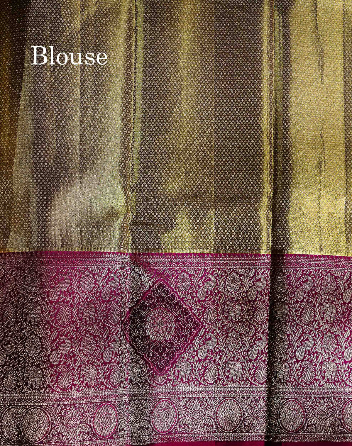 Army Green Tissue Fancy Bridal Pure Kanjivaram Silk Saree With Contrast Magenta Traditional Evening Morning Border