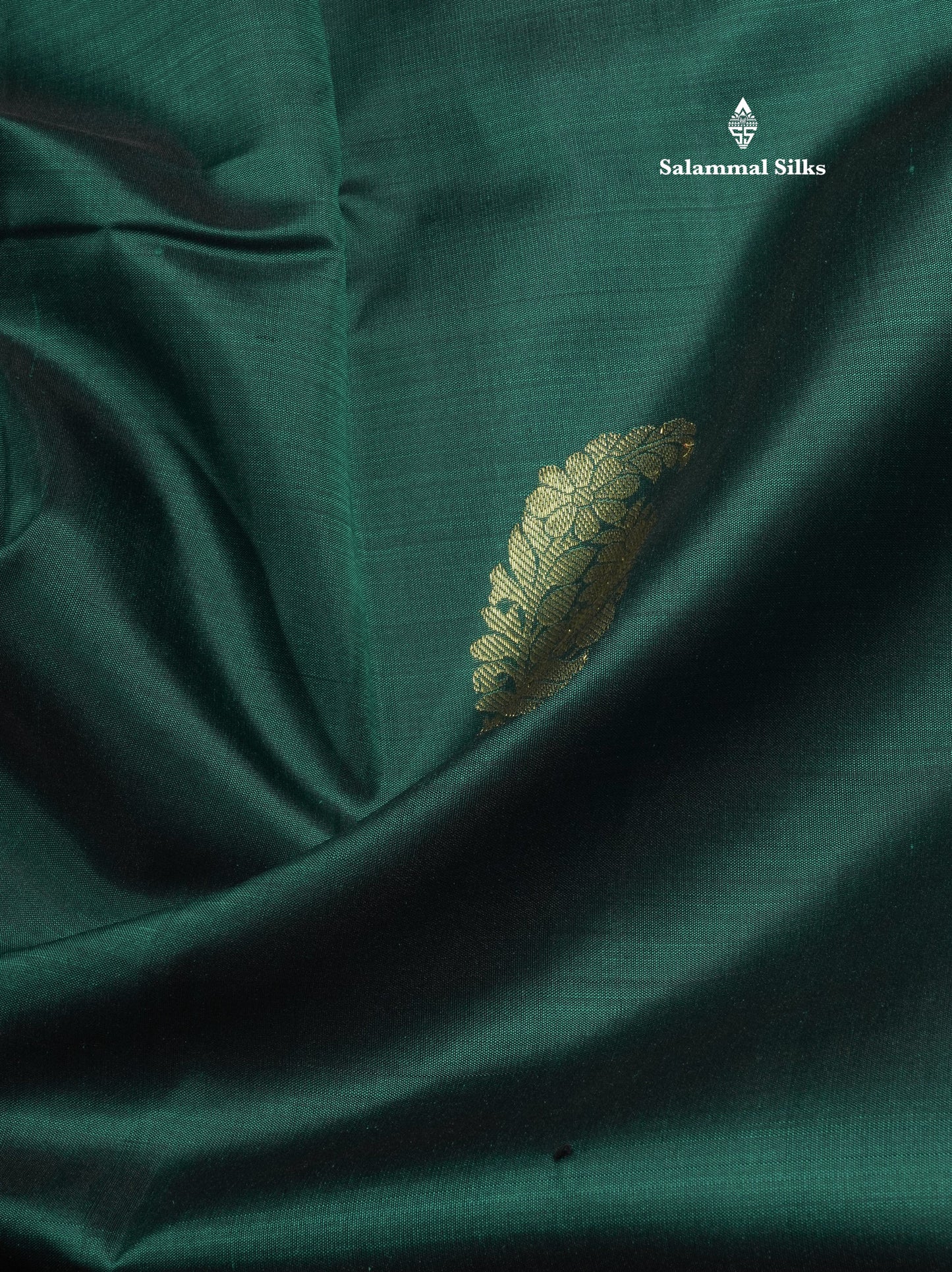 Peacock Green Pure Kanjivaram Silk Saree with Traditional Gold Zari Border