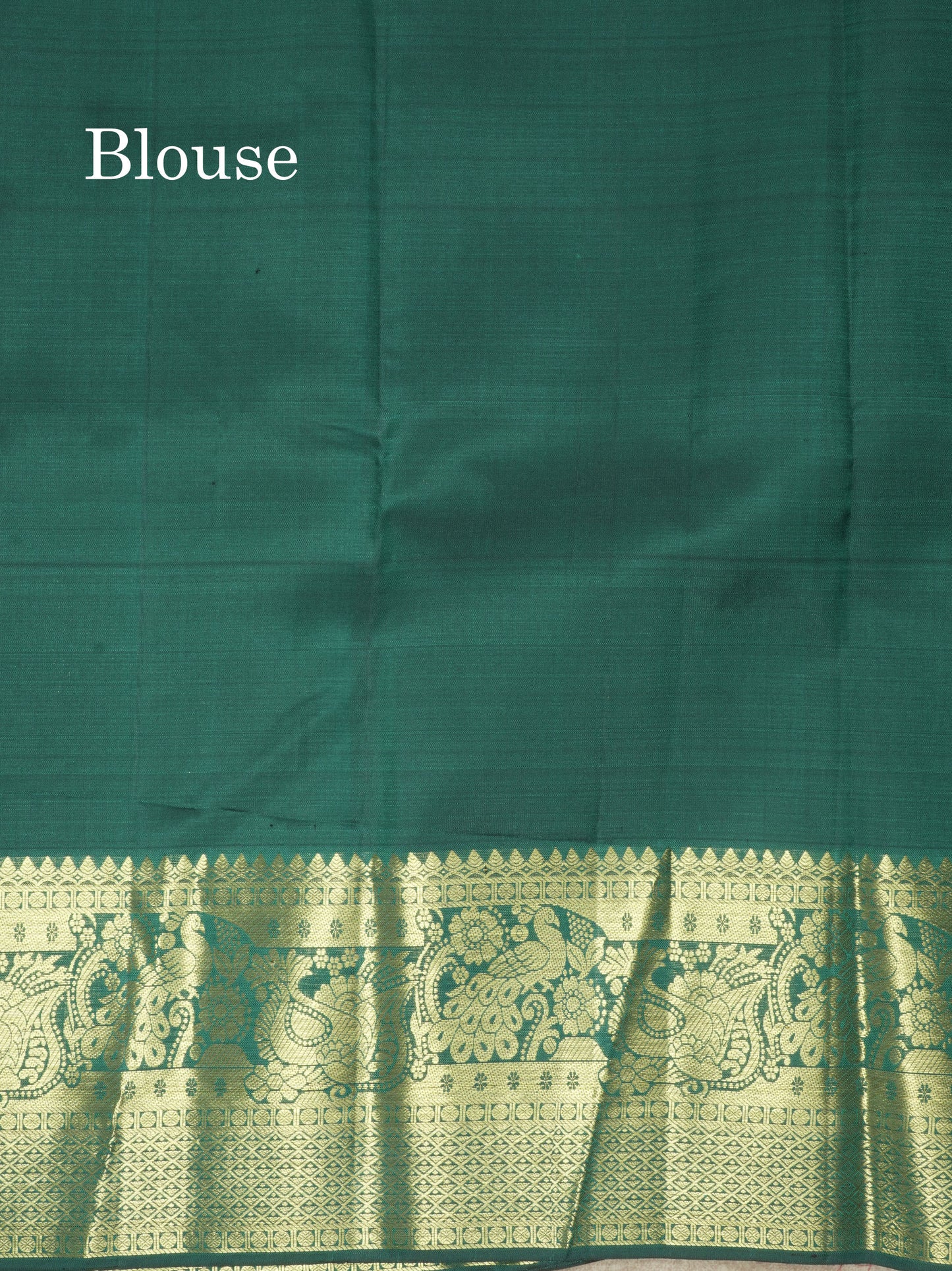 Peacock Green Pure Kanjivaram Silk Saree with Traditional Gold Zari Border