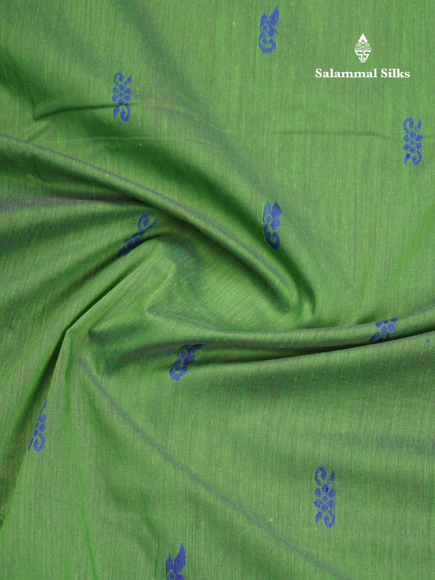 Green Kalyani Cotton Saree With Contrast Violet Border