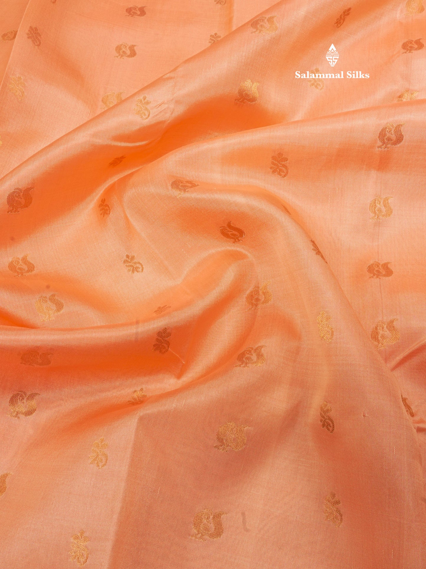Peach Pure Kanjivaram Silk Saree With Gold Zari Border