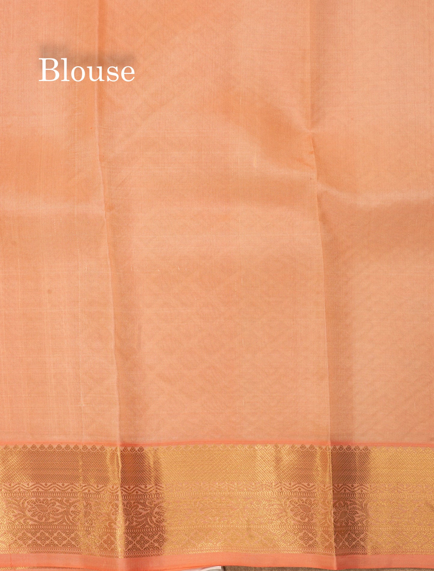 Peach Pure Kanjivaram Silk Saree With Gold Zari Border