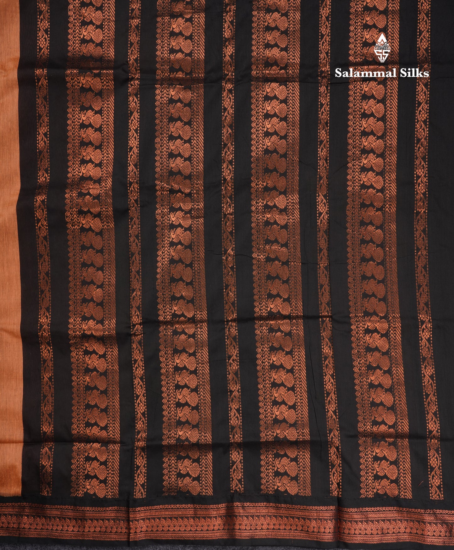 Light Brown Kalyani Cotton Saree With Contrast Black Border
