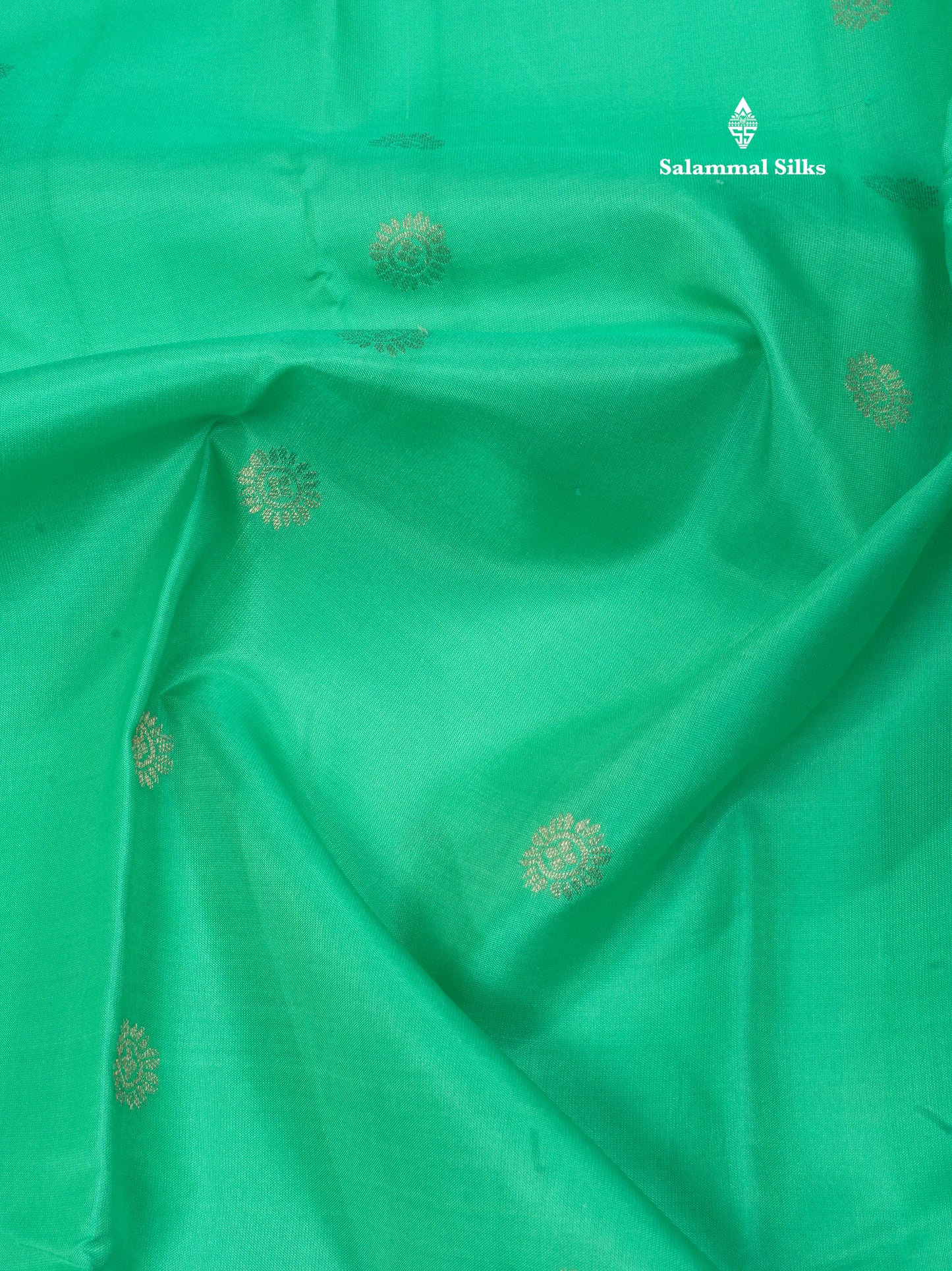 Sea Green Pure Kanjivaram Silk Saree With Gold Zari Gap Border