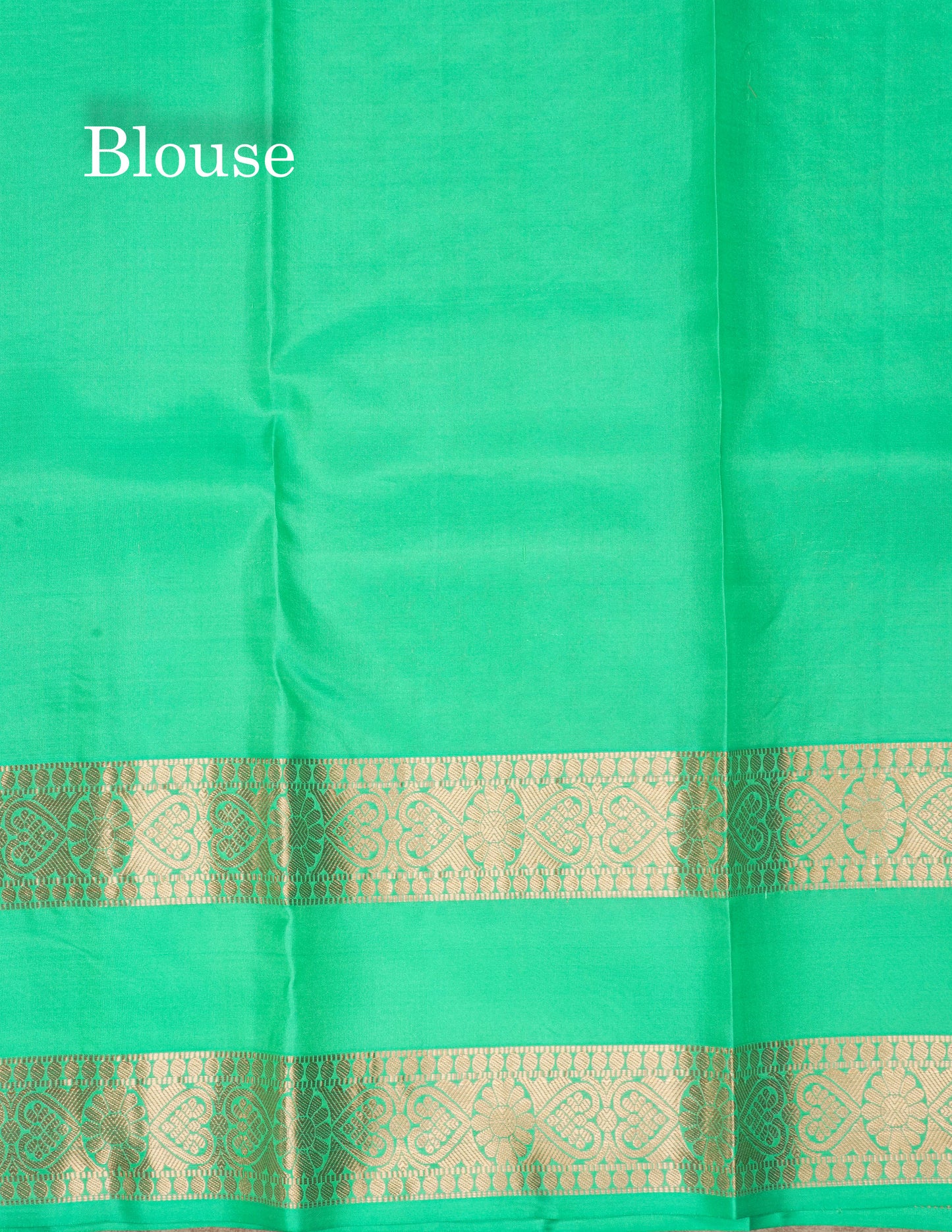 Sea Green Pure Kanjivaram Silk Saree With Gold Zari Gap Border