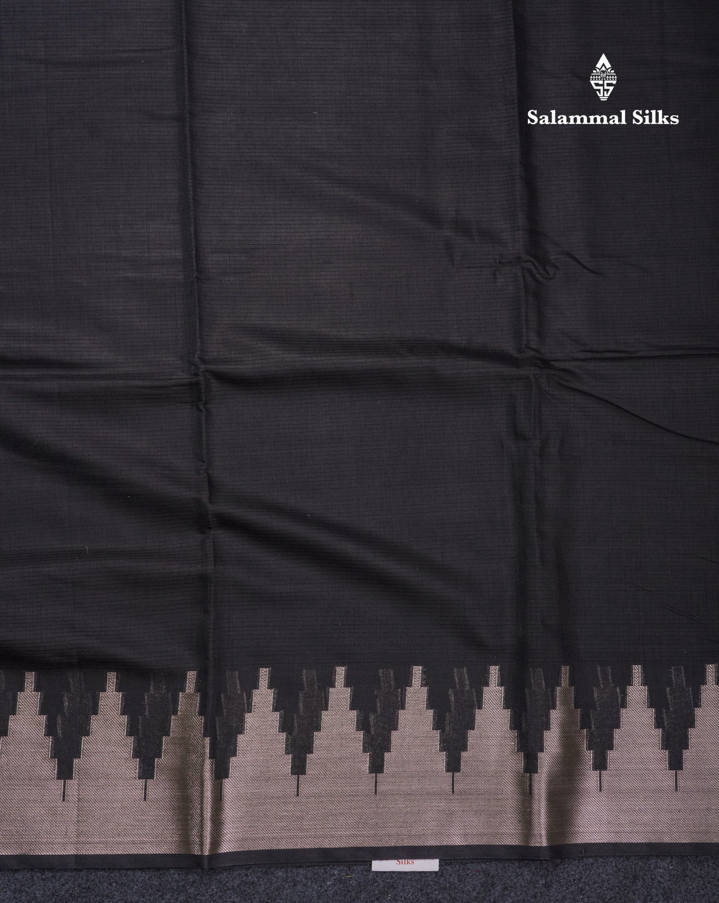 Black Beautiful Horizontal Lines Cotton Mix Fancy Saree With Silver Zari Temple Border