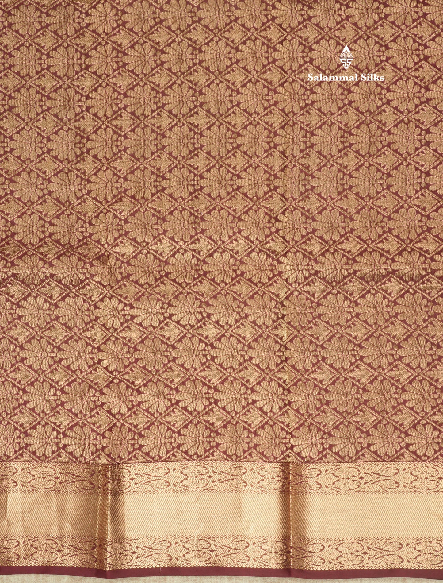 Dark Maroon Pure Kanjivaram Silk Saree With Gold Zari Border