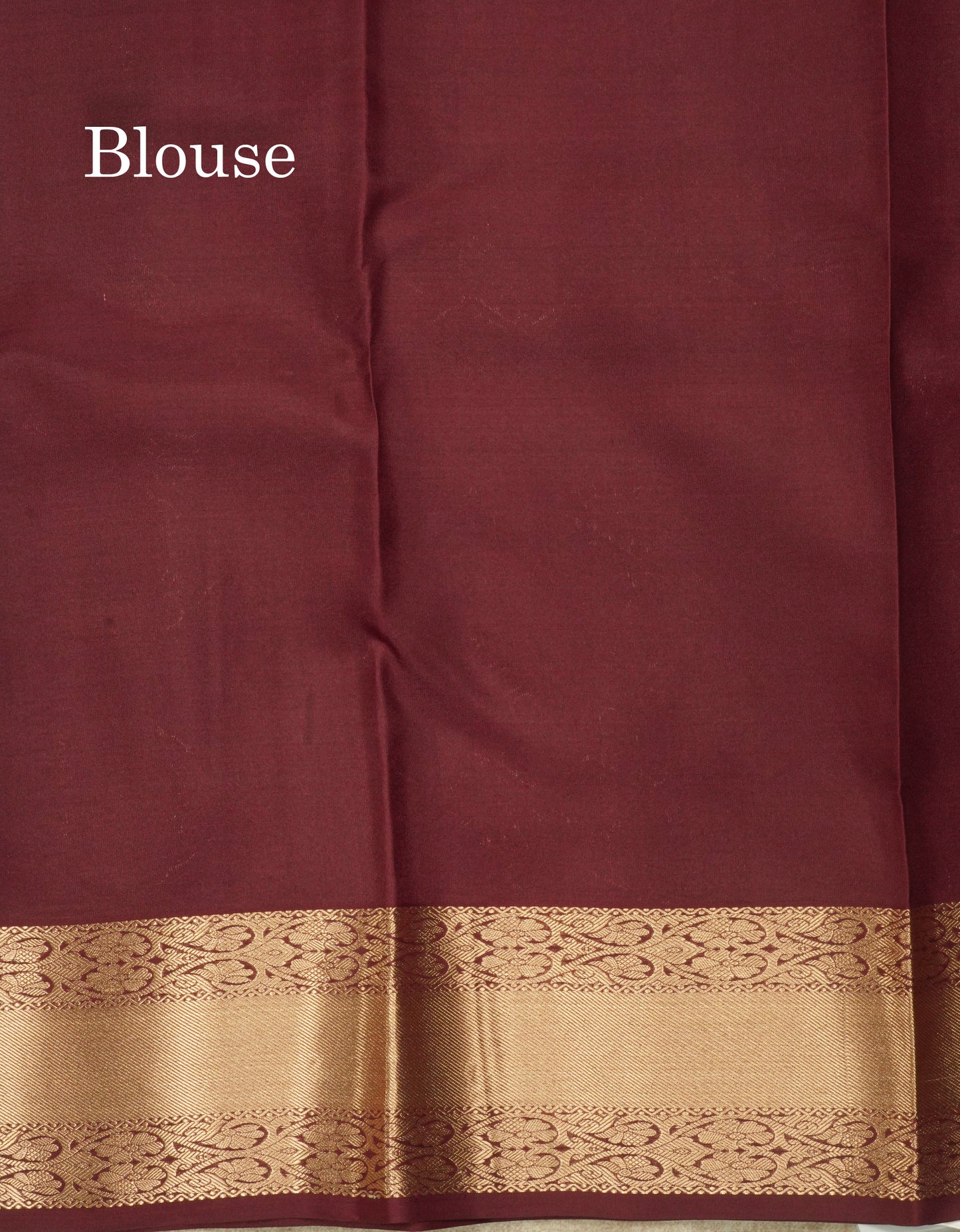 Dark Maroon Pure Kanjivaram Silk Saree With Gold Zari Border
