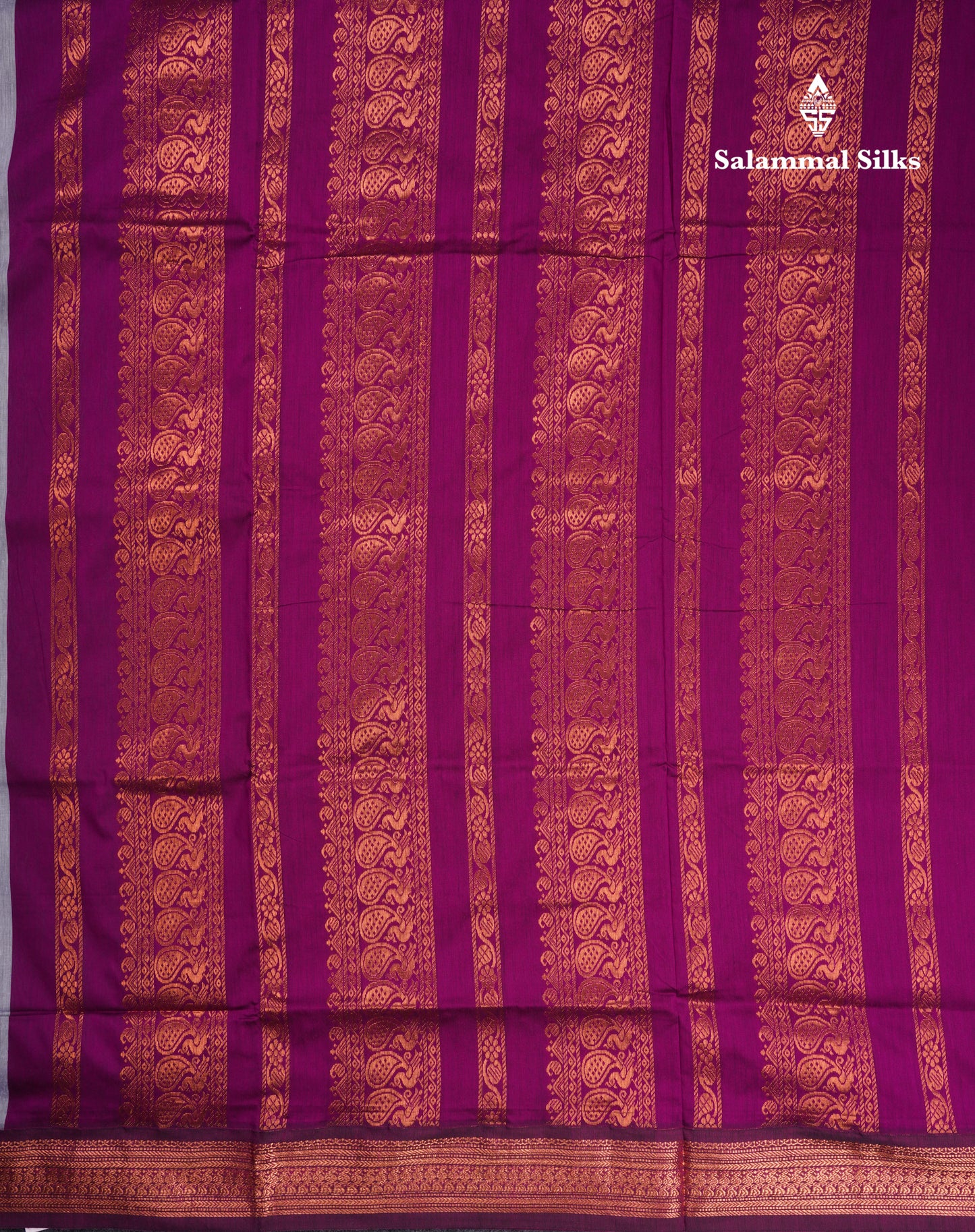 Grey White Kalyani Cotton Saree With Contrast Magenta Border
