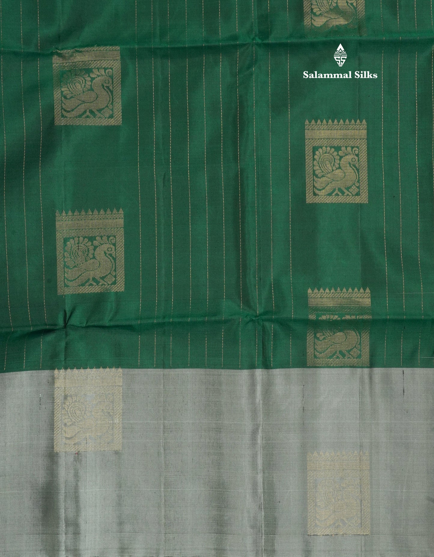 Beautiful Bottle Green Pure Kanjivaram Soft Silk Saree With Contrast Grey Border