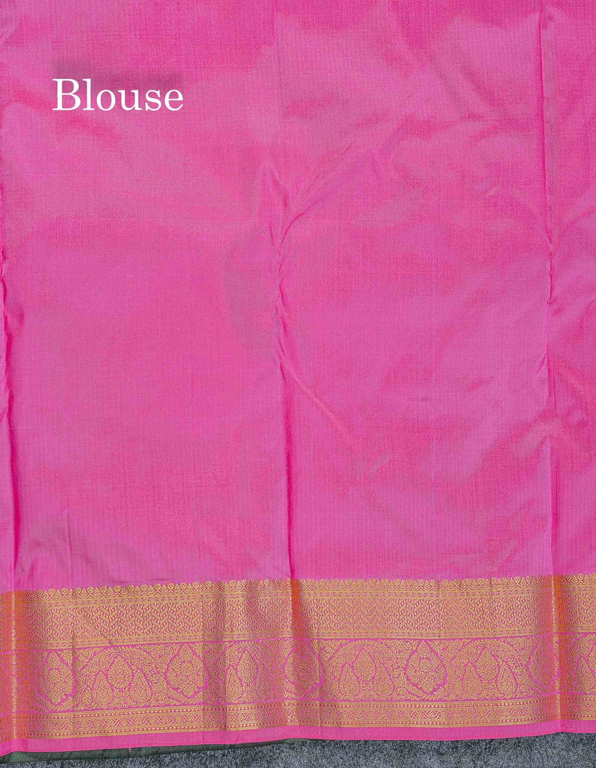 Pure Kanjivaram Silk Saree - Bottle Green Colour Body With Butta & Contrast Light Pink Blouse
