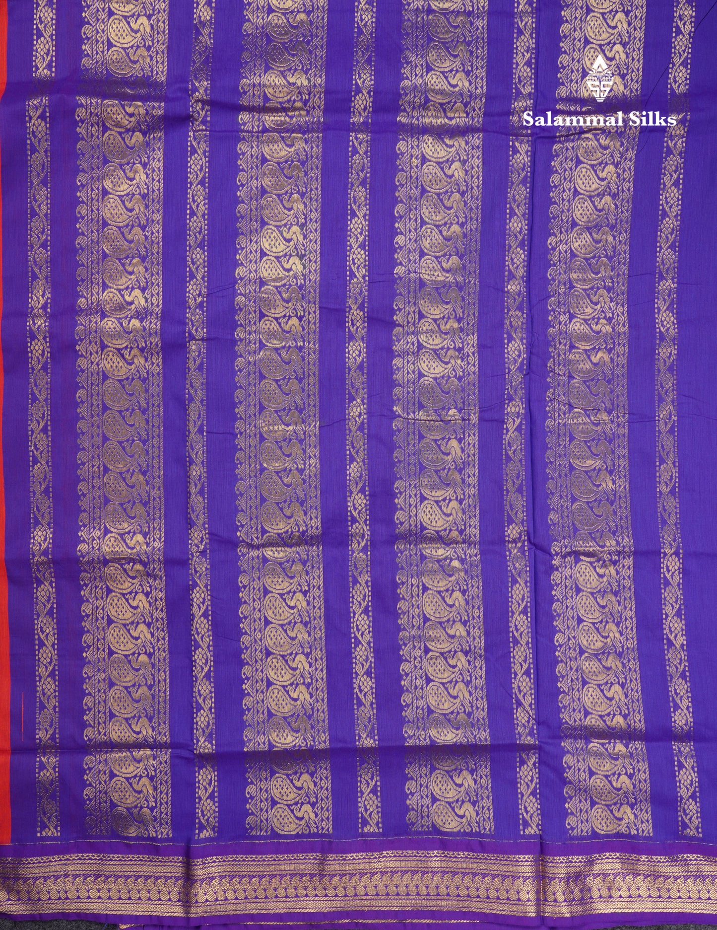 Red Kalyani Cotton Saree With Contrast Violet Border