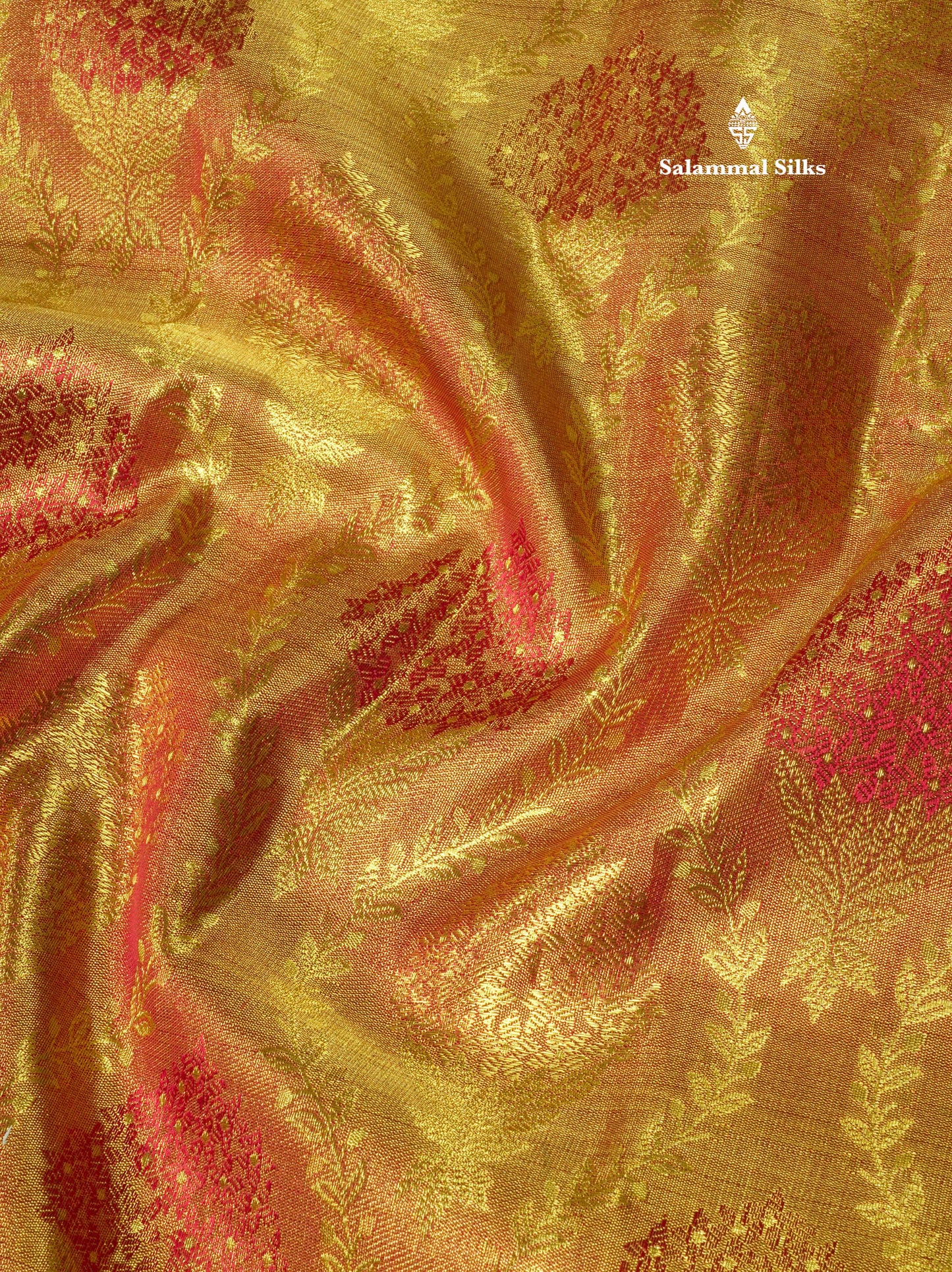 Light Maroon Tissue Pure Kanjivaram 2G Zari Silk Saree With Gold Zari Border