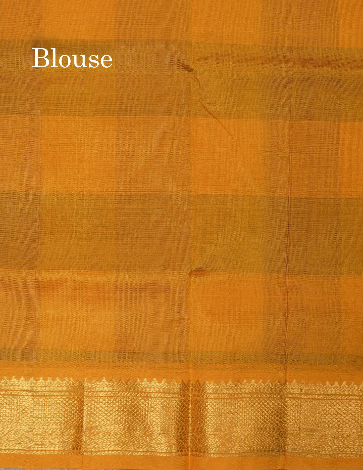 Paalum Pazham Checks Pure Silk Cotton Saree With Contrast Mustard Yellow Border