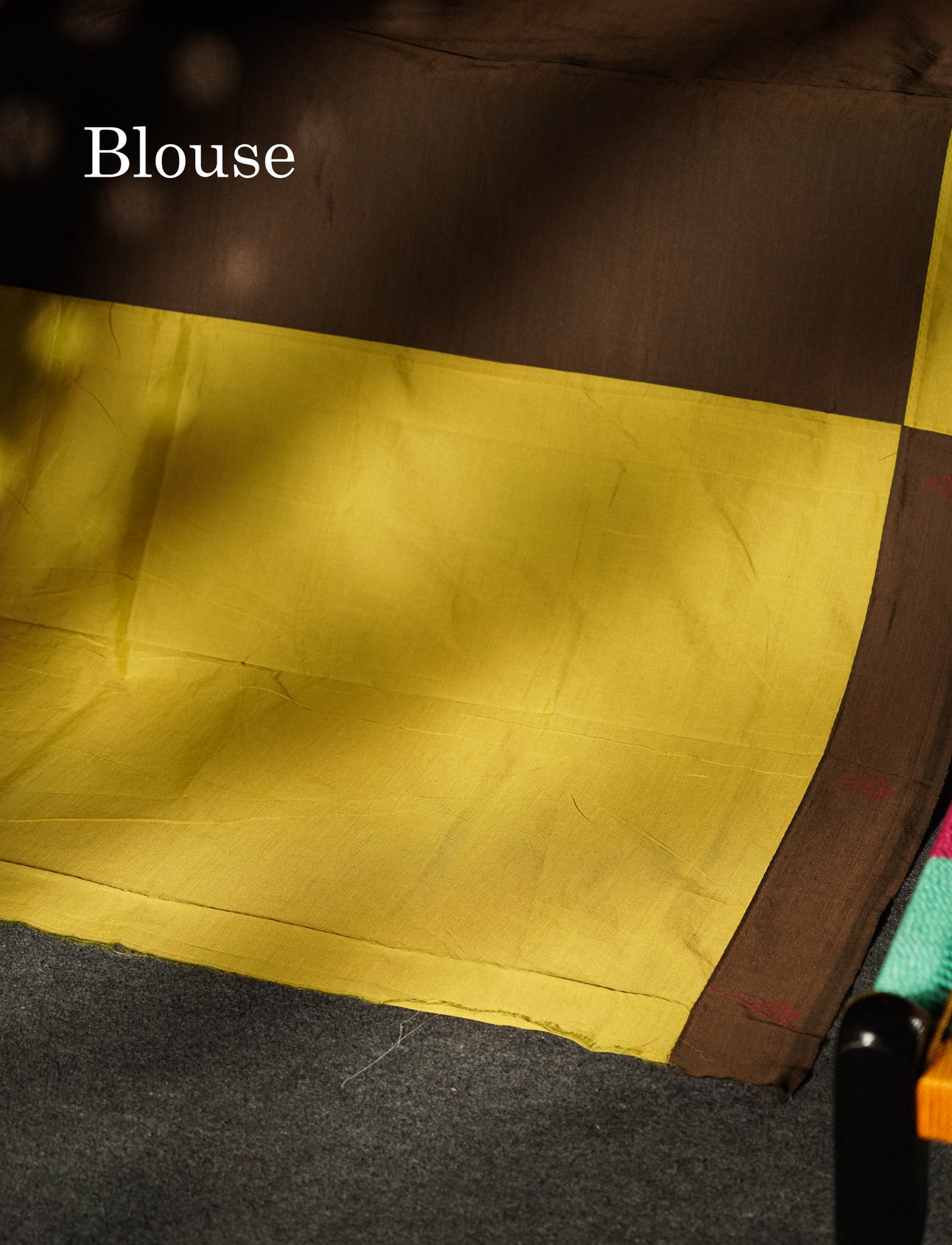 Beautiful Coffe Brown Mirror Work Printed South Cotton Saree With Contrast Parrot Green Blouse