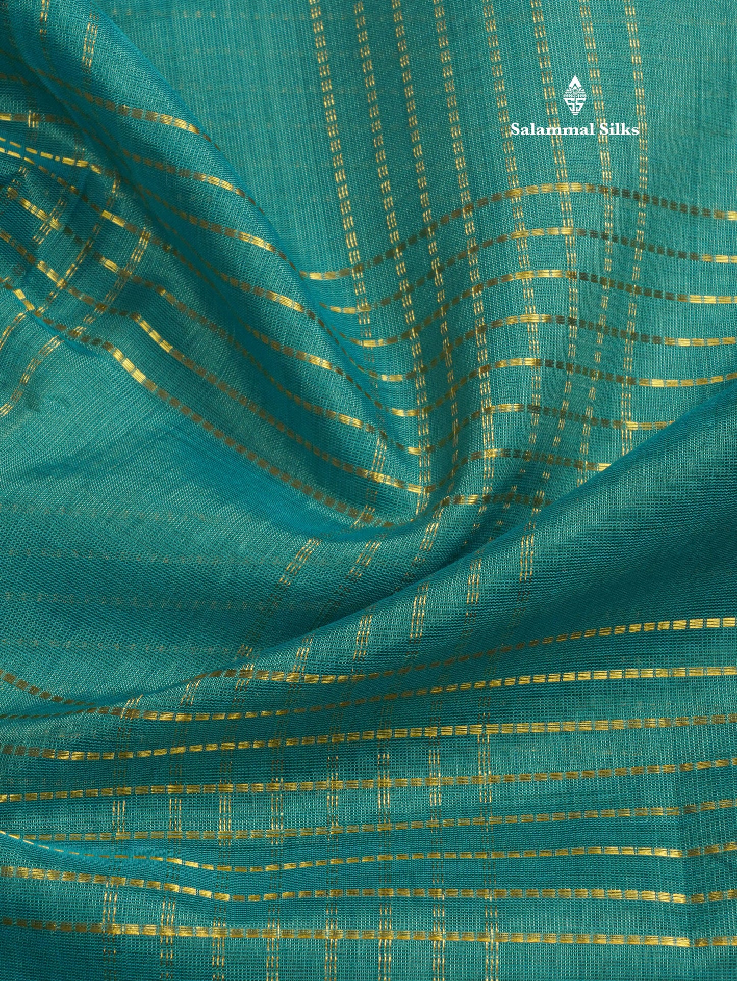 Ramar Blue Pure Silk Cotton Saree With Contrast Dark Brown Traditional Border