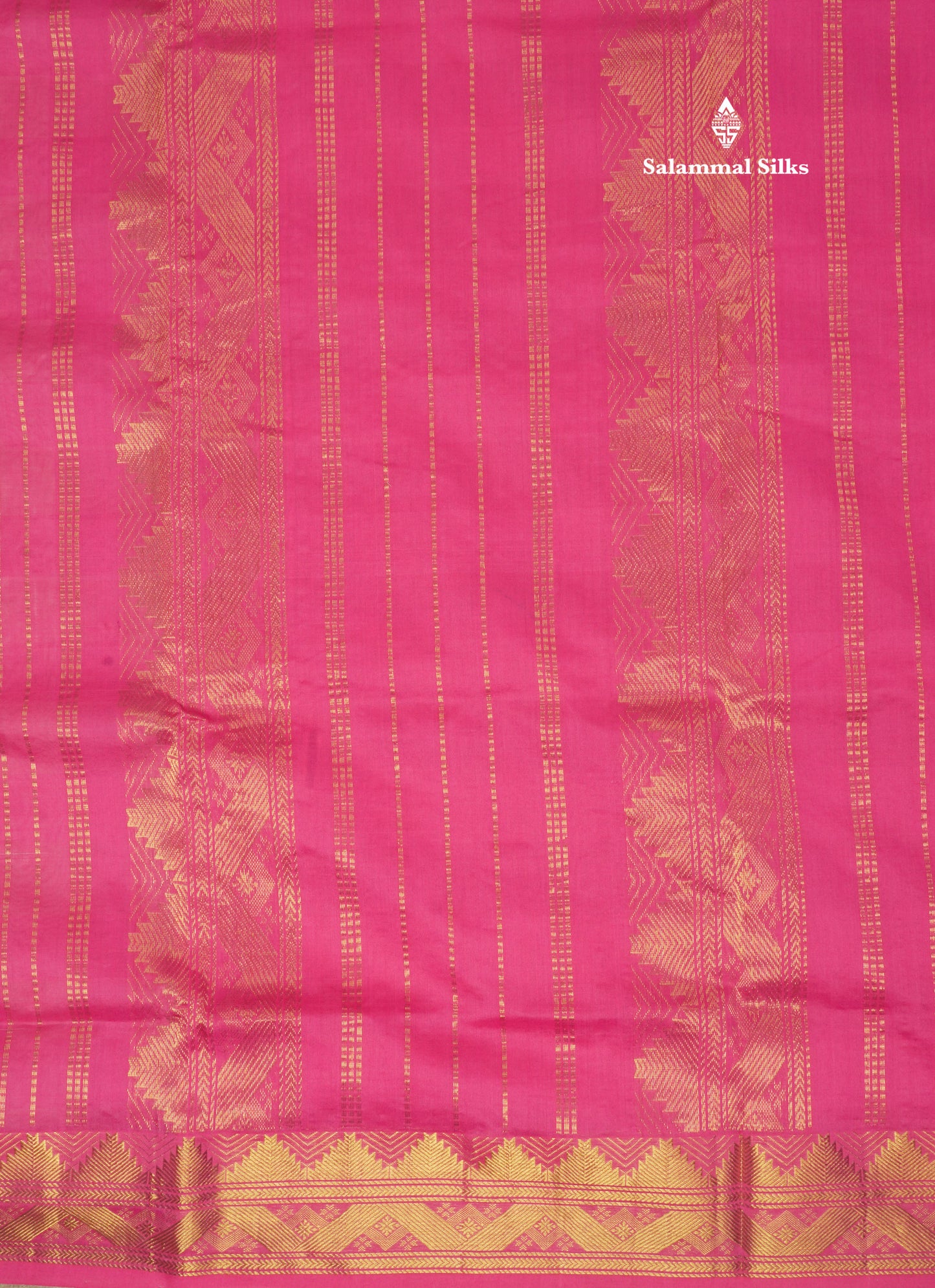 Paalum Pazham Checks Pure Silk Cotton Saree With Gold Zari Border
