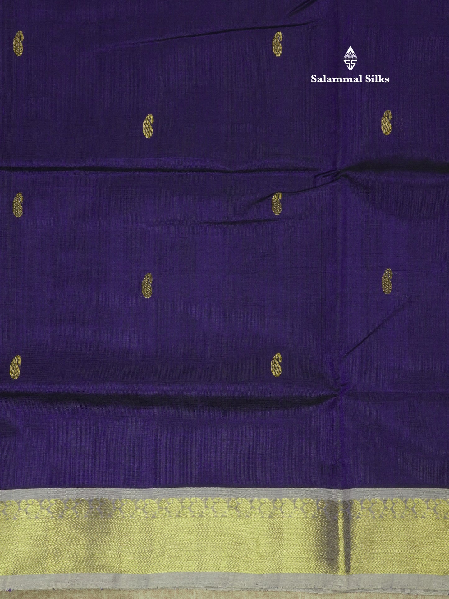 Violet Pure Silk Cotton Saree With Contrast Half White Traditional Border