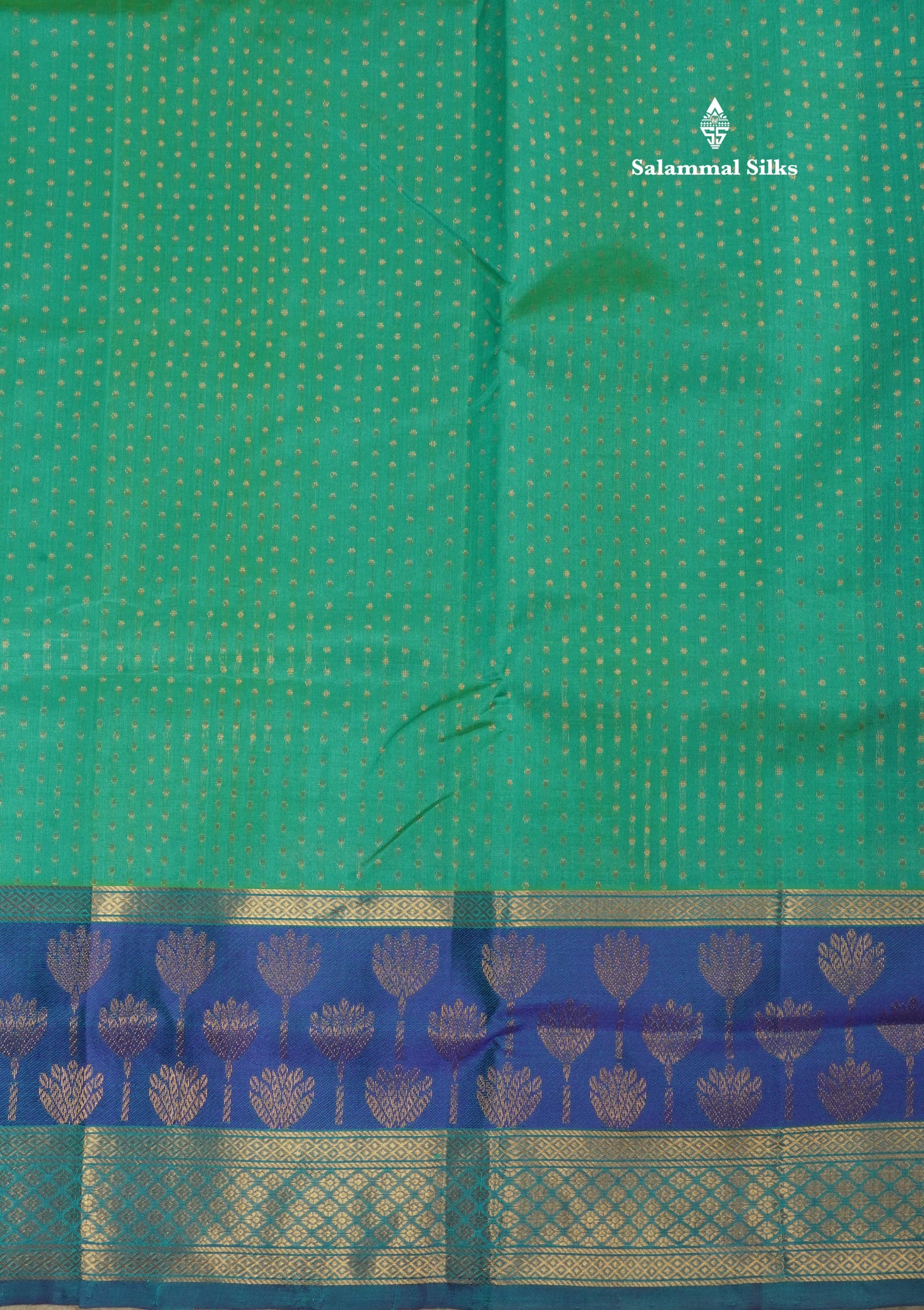 Sapphire Blue Pure Silk Cotton Saree With Contrast Royal Blue Fancy Border