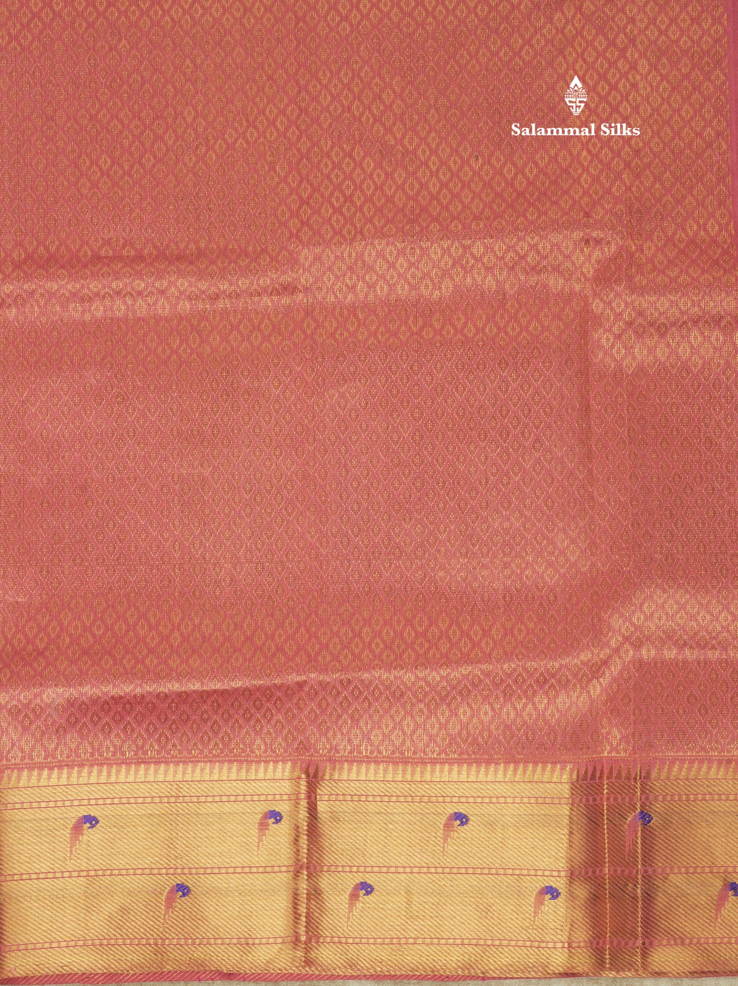 Violet Paithani Design Pure Silk Cotton Saree With Gold Zari Border