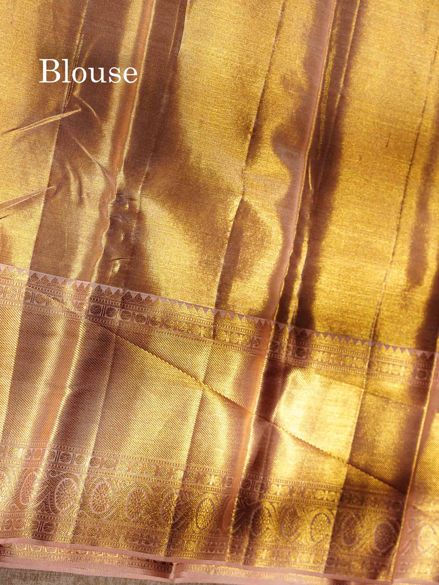 Beautiful Gold Tissue Bridal Vanasingaram Pure Kanjivaram Silk Saree With Contrast Peach Traditional Evening Morning Border