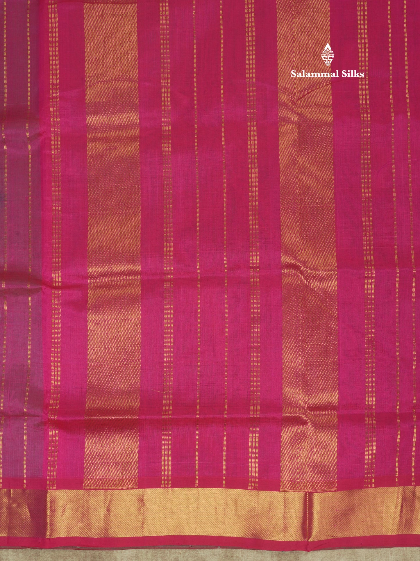 Saffire Green Plain Pure Silk Cotton Saree With Gold Zari Border