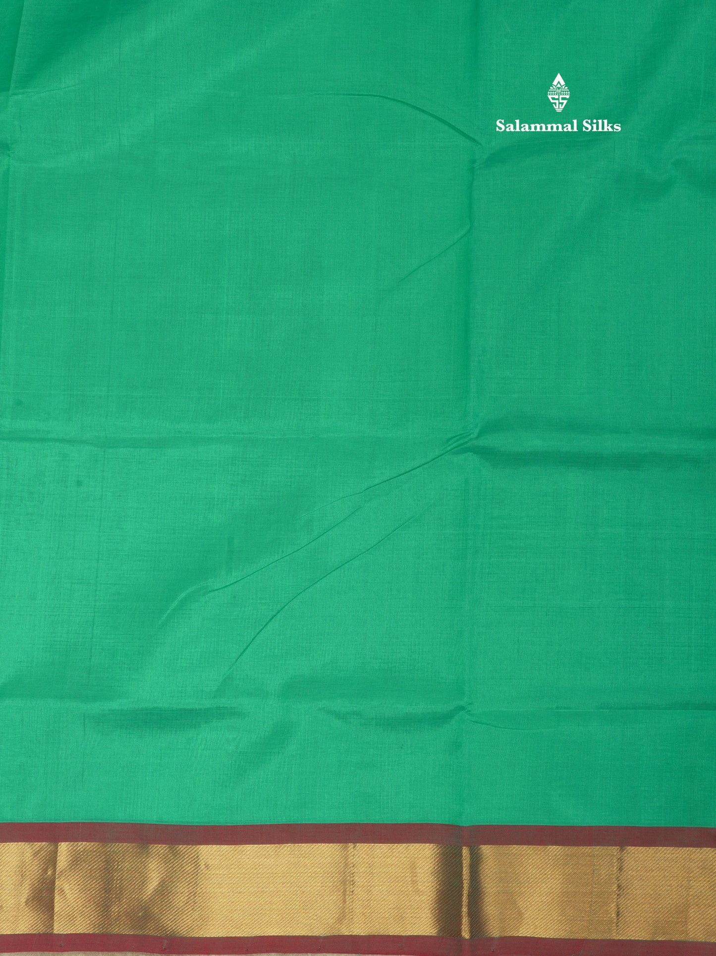 Saffire Green Plain Pure Silk Cotton Saree With Gold Zari Border