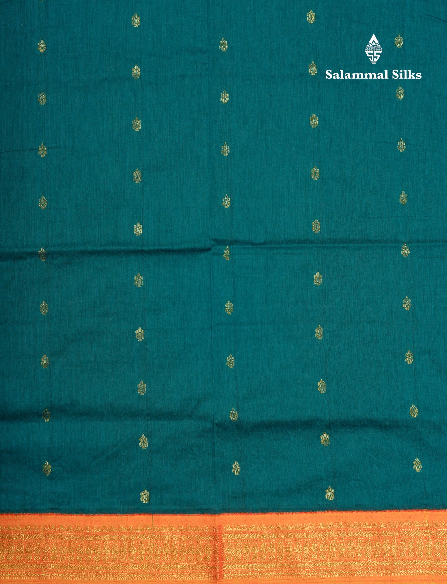 Peacock Green Kalyani Cotton Saree With Contrast Mustard Yellow Border
