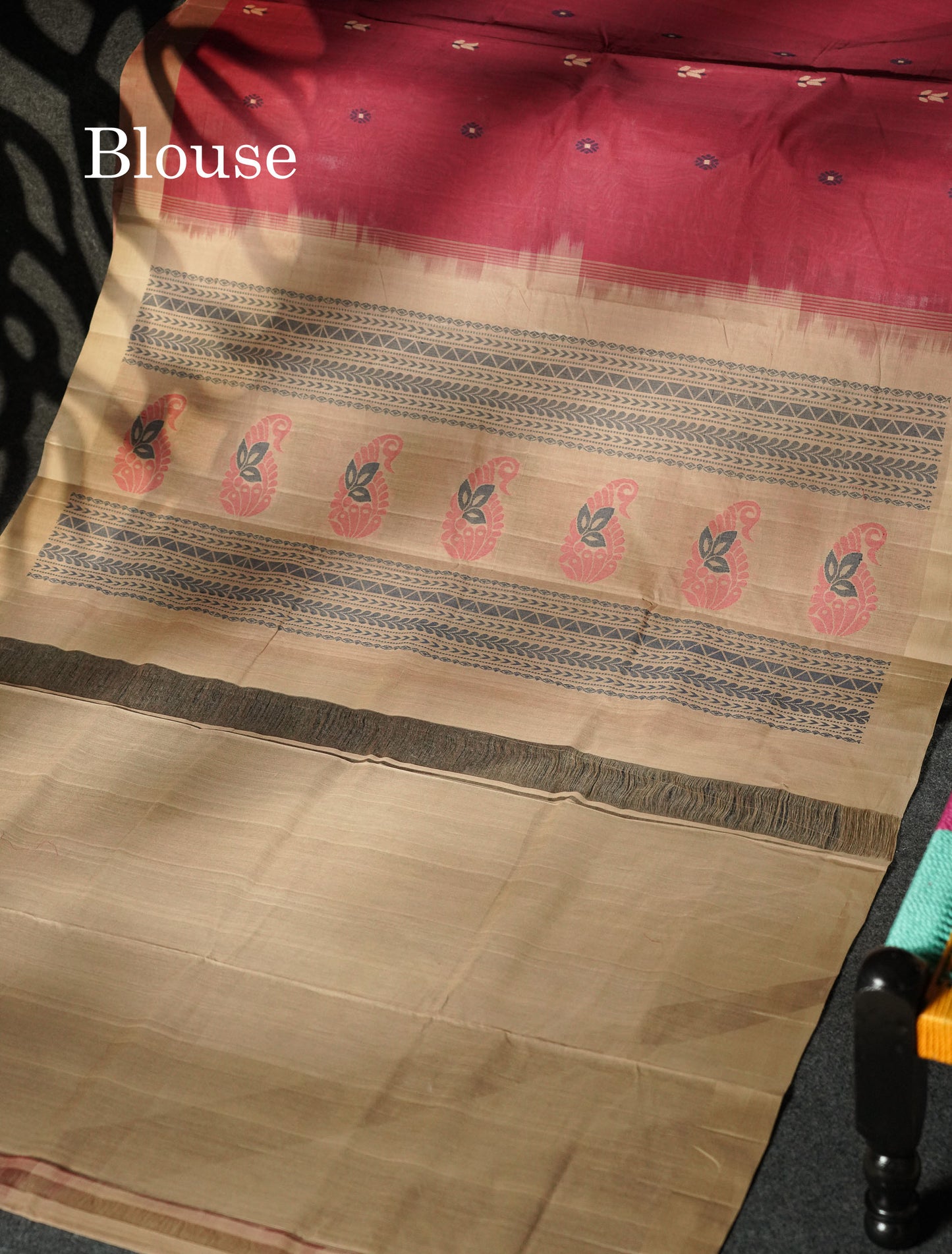 Beautiful Light Chocolet Thread Buttas Handloom Pure Cotton Saree With Coffee Brown Border