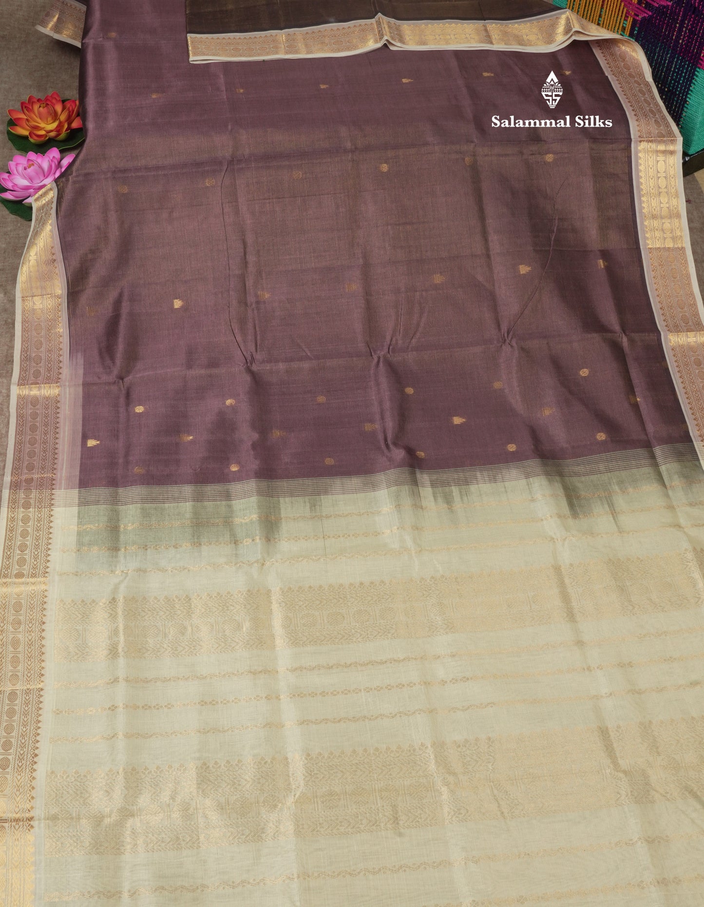 Chocolate Vairaoosi Pure Silk Cotton Saree With Traditional Gold Zari Border