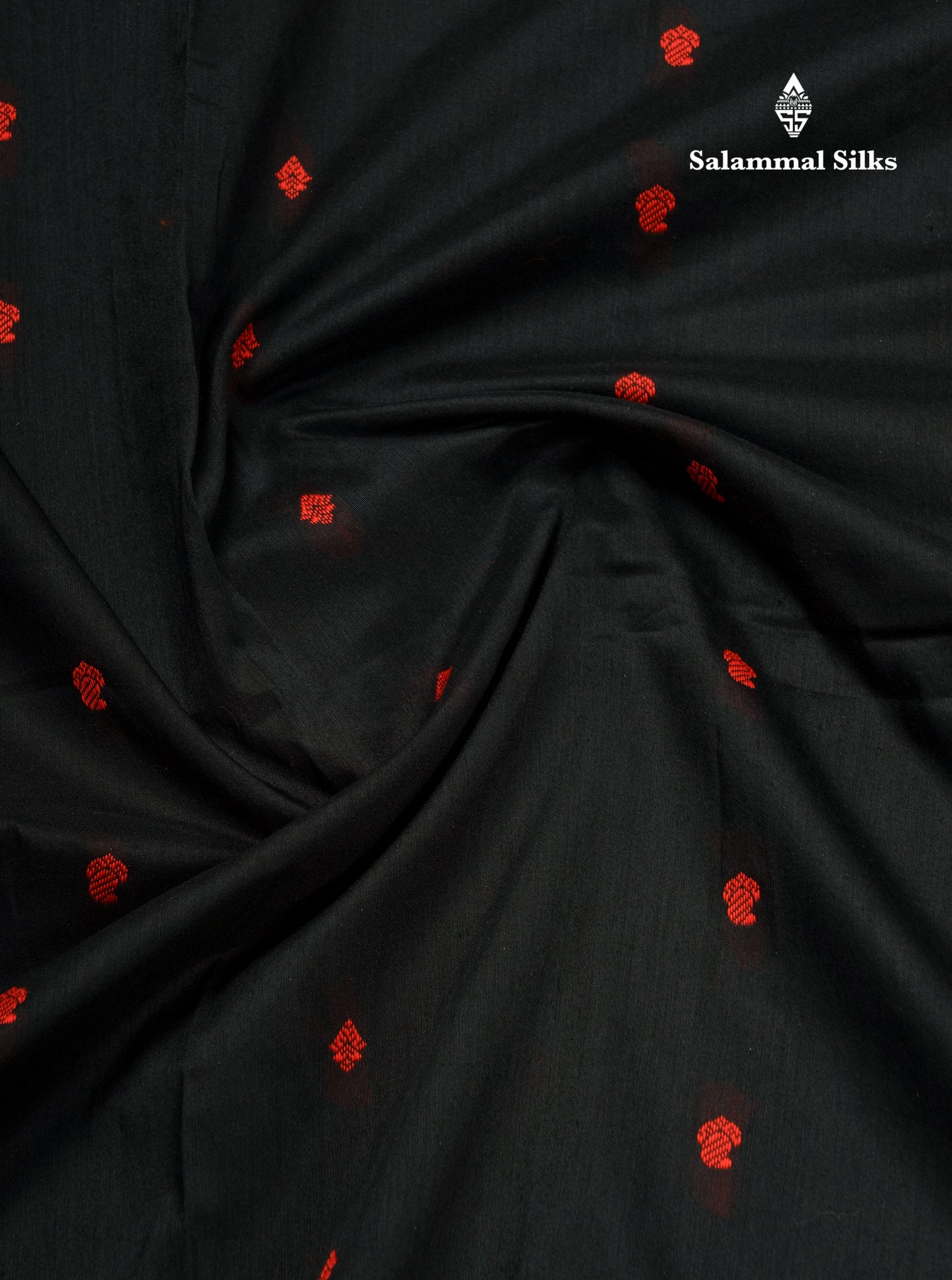 Black Kalyani Cotton Saree With Contrast Orange Border