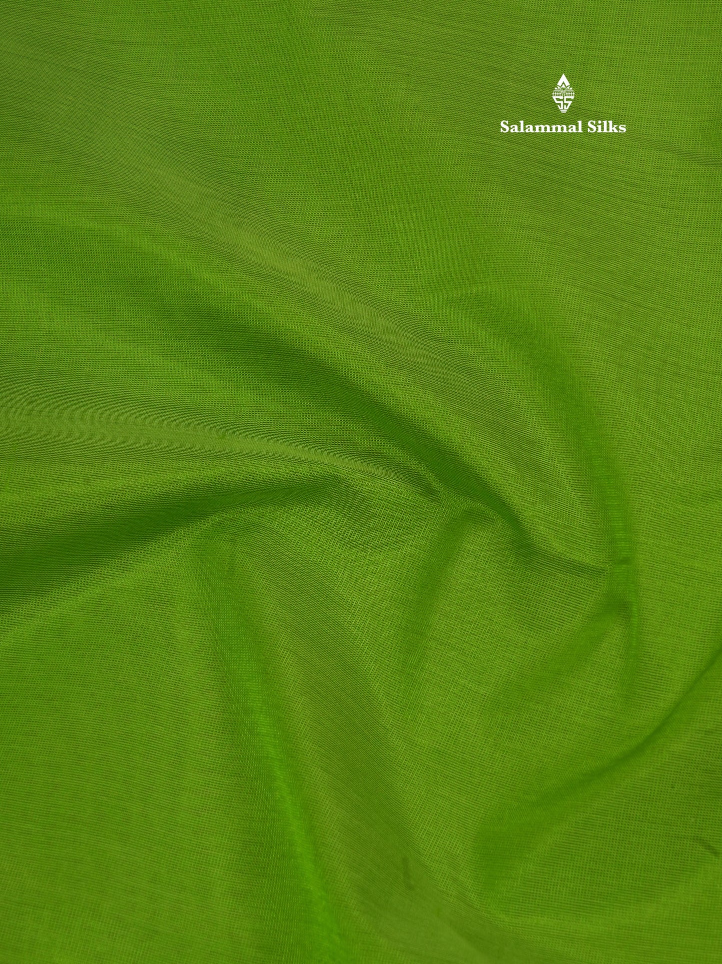 Parrot Green Plain Pure Silk Cotton Saree With Contrast Vadamalli Traditional Border