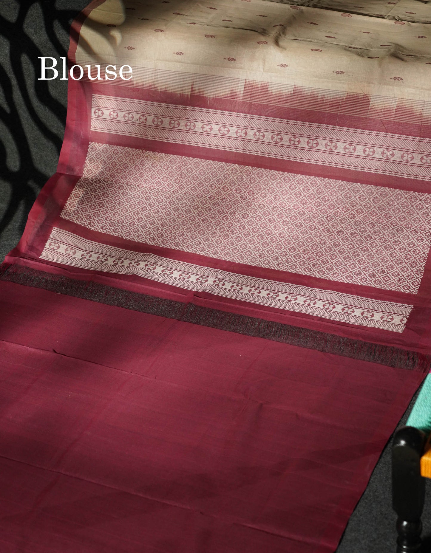 Beautiful Sandal Thread Buttas Handloom Pure Cotton Saree With Maroon Small Border