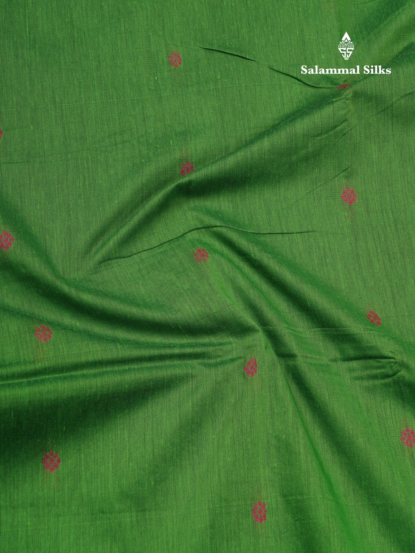 Green Kalyani Cotton Saree With Contrast Magenta Pink Border