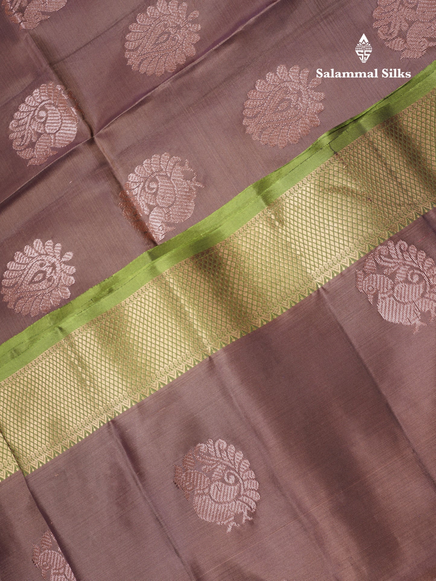 Light Chocolate Pure Silk Mix Soft Silk Saree With Contrast Parrot Green Meenakari Work Border