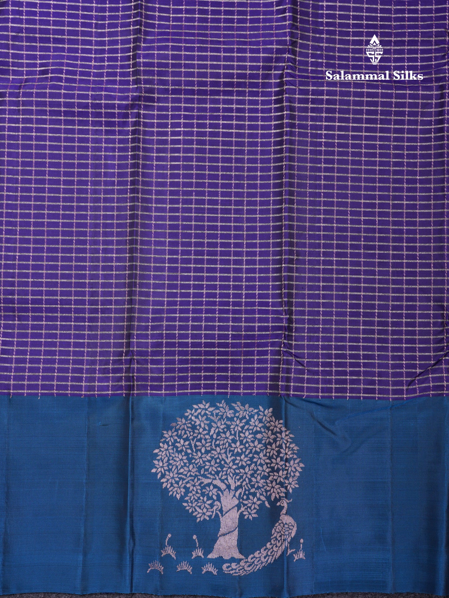Bottle Green Checks Pure Silk Mix Saree With Contrast Magenta Fancy Border