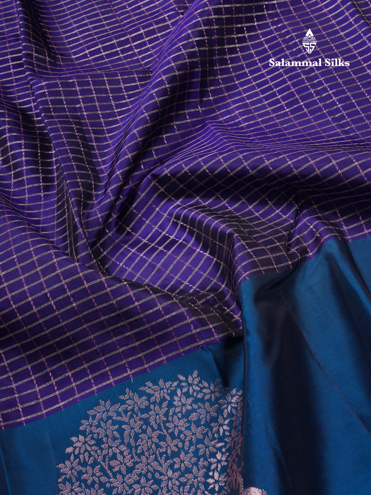 Bottle Green Checks Pure Silk Mix Saree With Contrast Magenta Fancy Border